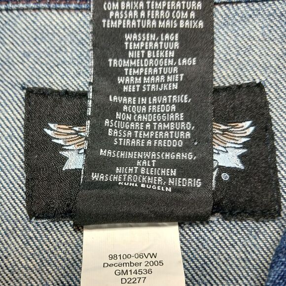 Harley Davidson Y2K Womans Denim Jacket Embroidered V-Twin Back. Womans Large.. - Picture 3 of 16